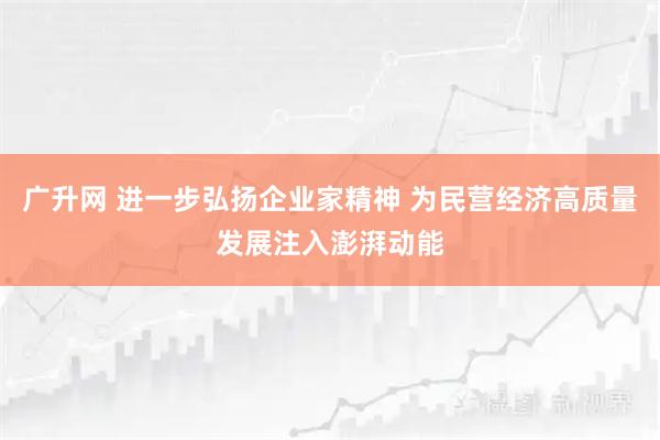 广升网 进一步弘扬企业家精神 为民营经济高质量发展注入澎湃动能